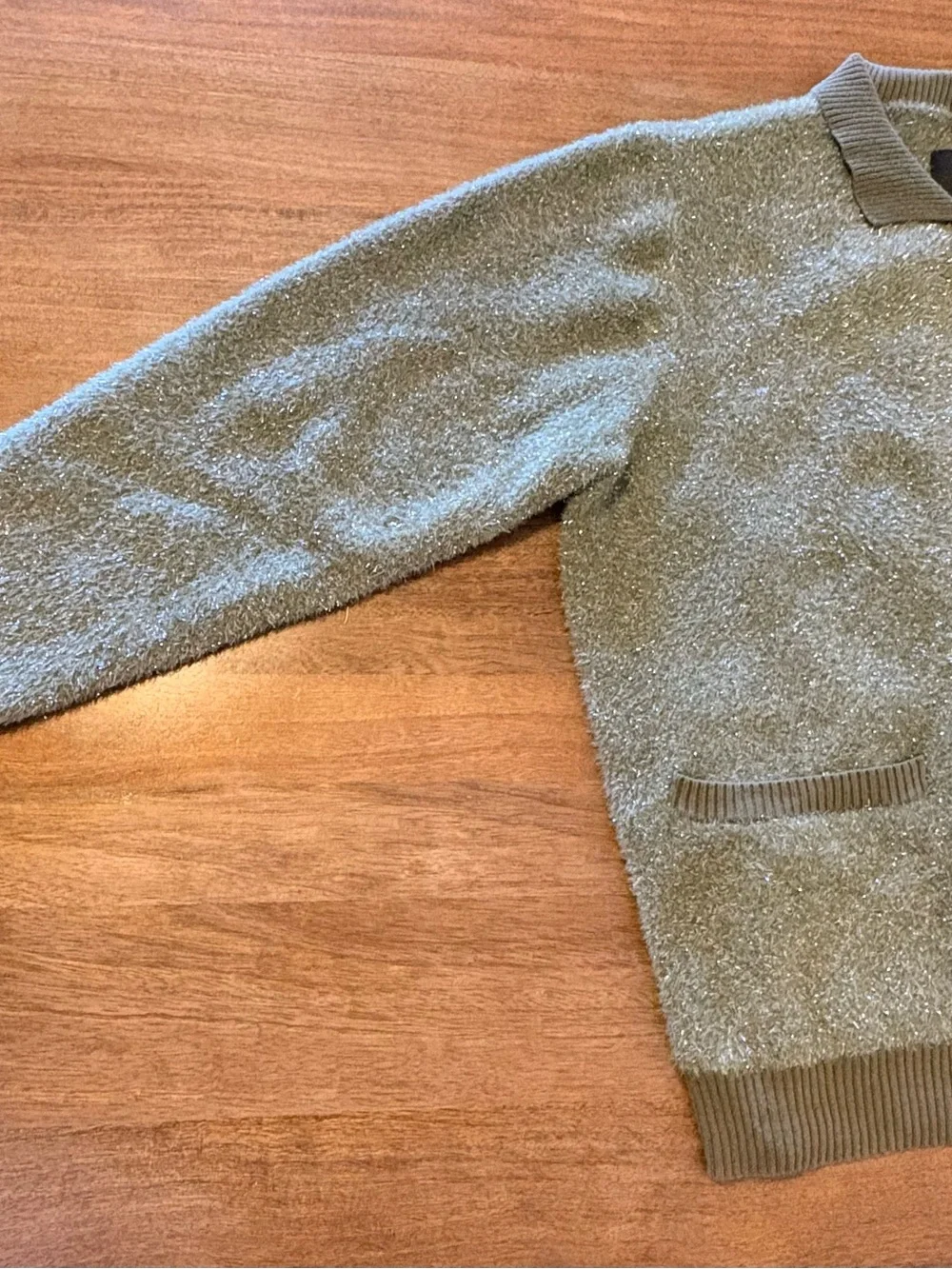 Men's Olive Green and silver Textured Button-Up Sweater Cardigan NWOT